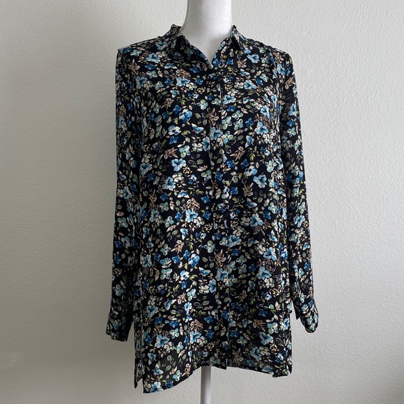 J Jill floral button down blouse/tunic - Picture 3 of 11